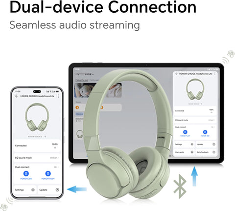 HONOR Choice Headphones Lite On-Ear Wireless Headphone with 40mm Deep Bass Driver, 82-Hour Battery Life, Dual-Device Connection, AI Call Noise Cancellation & Foldable Lightweight Design, Green