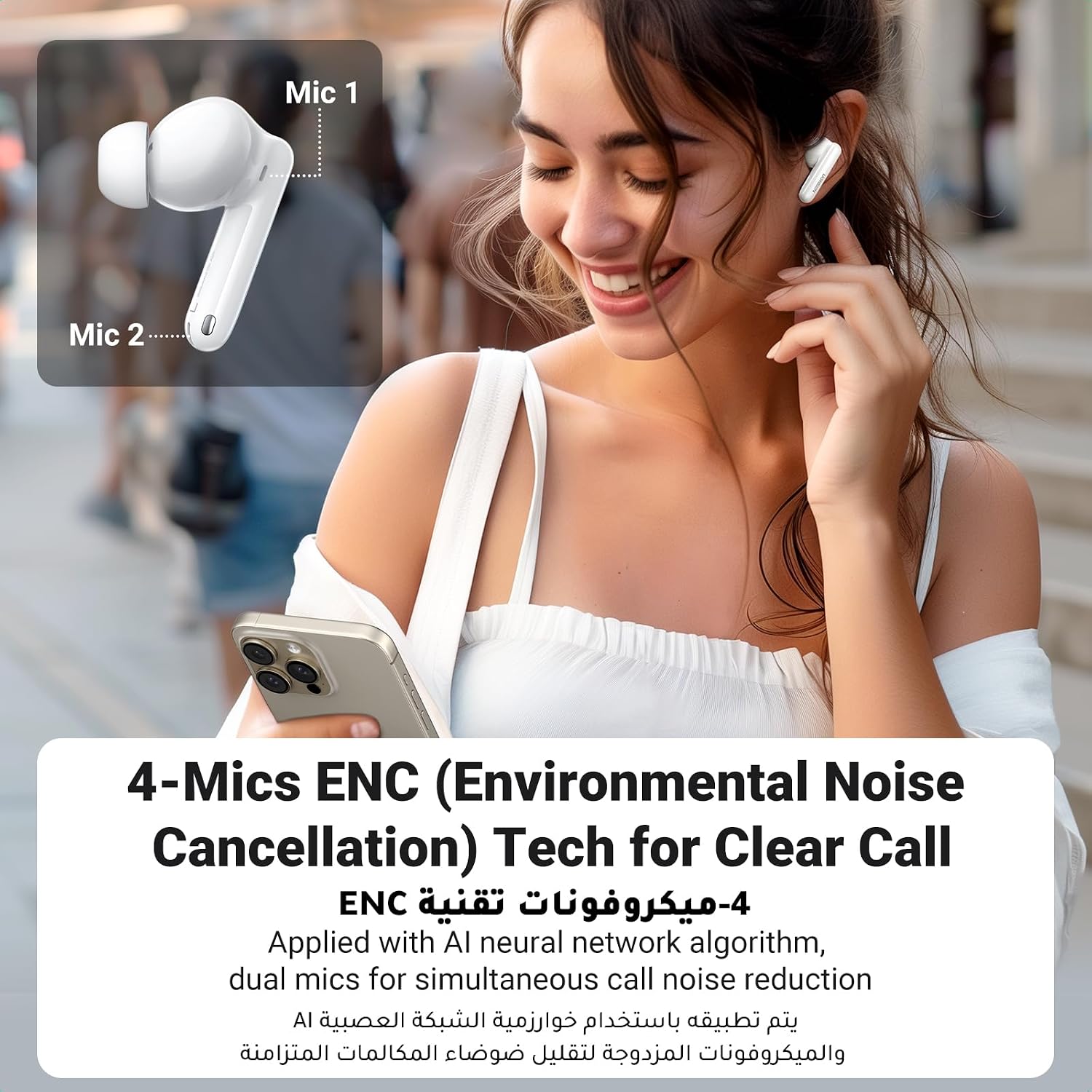 UGREEN HiTune T3 Pro Bluetooth 5.4 Earbuds, Active Noise Cancellation Earphones, 4 Mics ENC Clear Call Headsets, 30H Playtime USB C Fast Charging, IPX5 Waterproof, Customised APP 2 Devices Connection