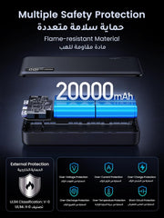 UGREEN Power Bank 20000mAh, PD 22.5W Portable Charger Fast Charging | flight-safe, high-capacity, PD 3.0 USB-C input & output, digital display, for iPhone 17/16, Galaxy S25, iPad, AirPods, etc