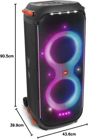 JBL Partybox Ultimate Massive party speaker with powerful sound, multi-dimensional lightshow, and splashproof design.