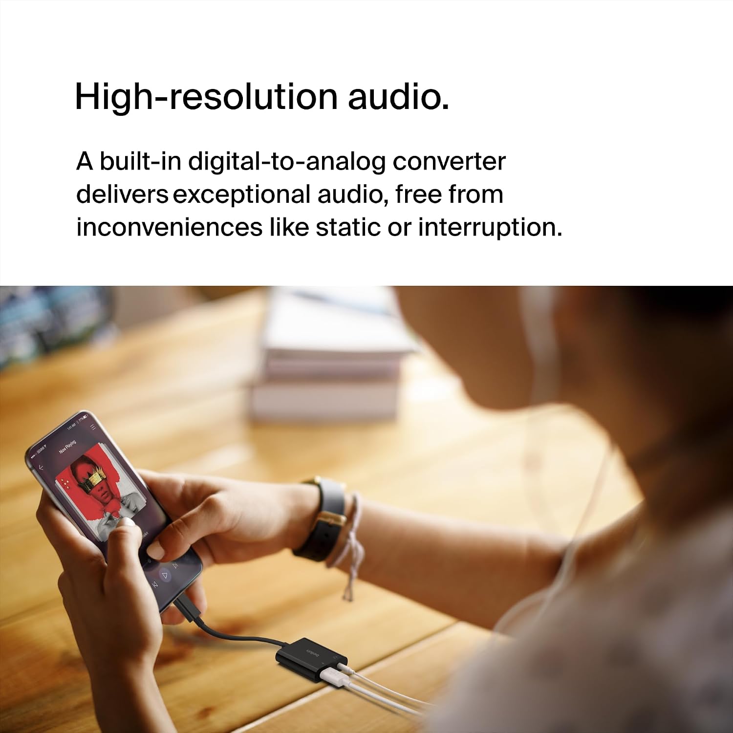 Belkin Rockstar 3.5mm Audio + USB-C Charge Adapter, USB-C Audio Adapter Compatible with iPad Pro 12.9, 11, Galaxy, Pixel, OnePlus and More