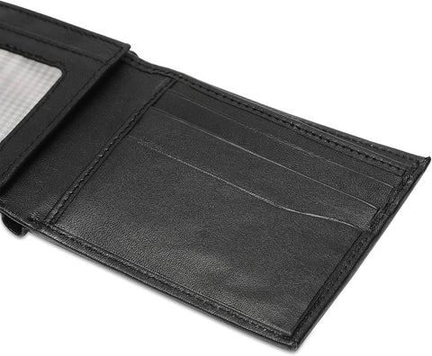 Bi-Fold Organised Wallet Flat Nappa Genuine and Smooth Leather Upper IM2021XDA0003-001-Black