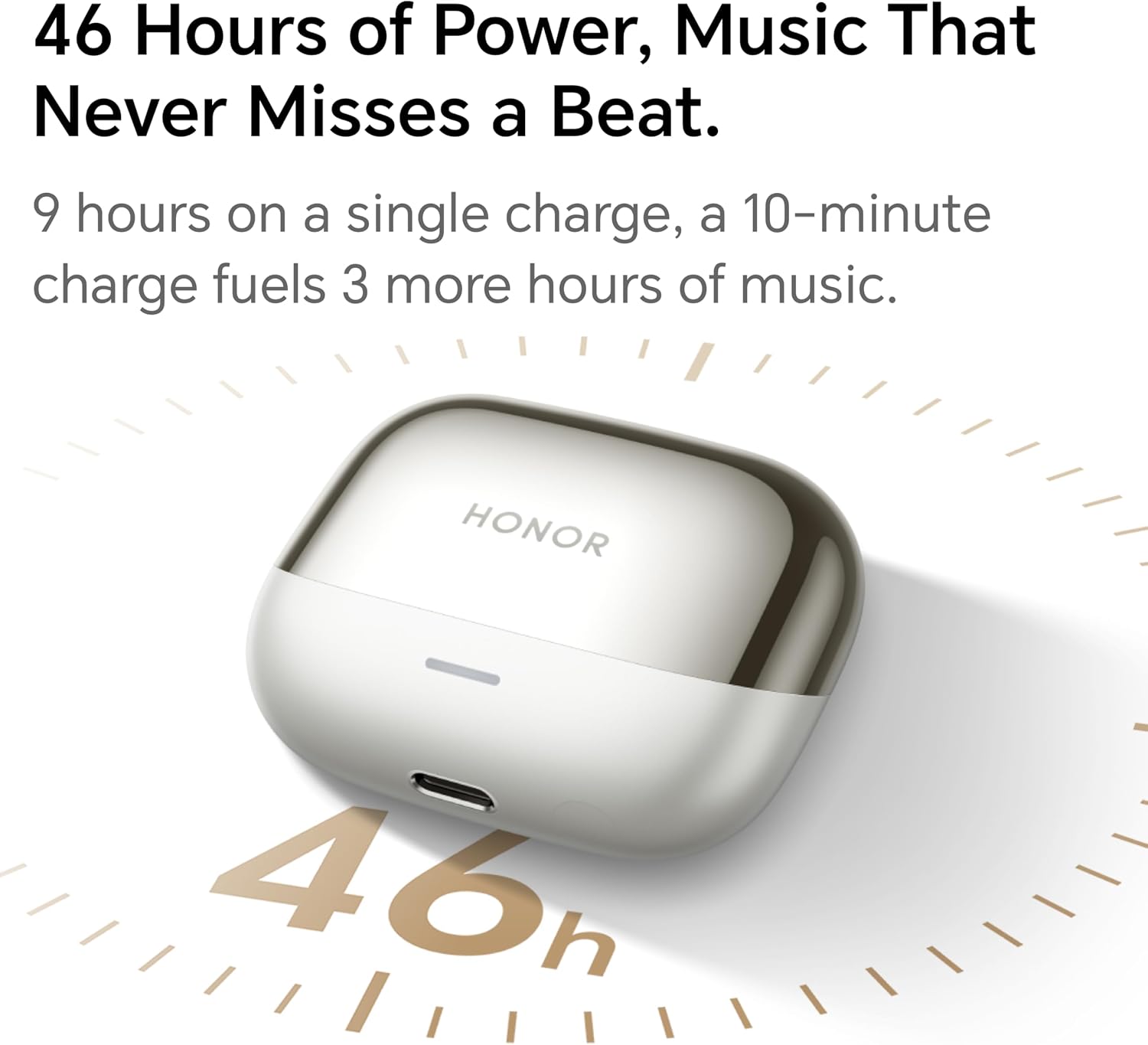HONOR Earbuds 4 with AI Translation, 50dB Adaptive ANC, 46H Battery Life, Dual Drivers(11mm+6mm), 3-Mic AI Call Noise Reduction, IP54 Water Resistant, Pearl White