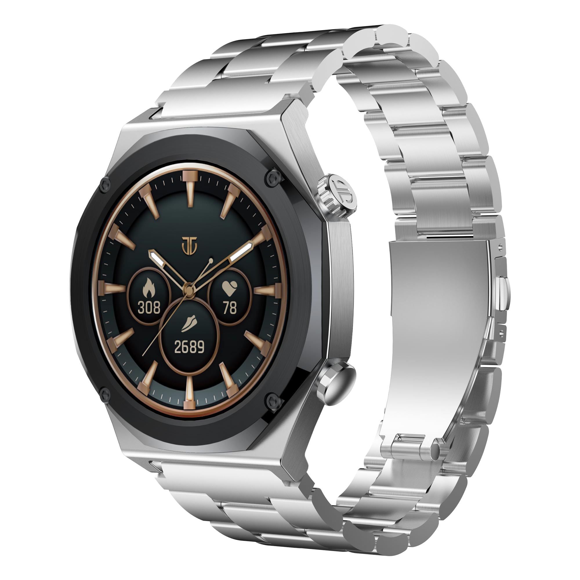 TITAN Maestro Smart Watch, 1.43" AMOLED Display, Titanium Case with Metal Band, GPS Navigation, Bluetooth Calling, IP67 Water Resistant (Black Rose Gold)