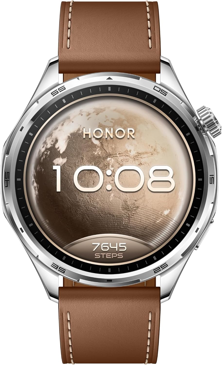 HONOR Watch 6 Smartwatch, 35-Day Battery, Dual-Band GPS, 123 Sports Modes, NFC Payment, 3000 Nits AMOLED Display, AI Health Scan, Twilight Brown Leather Strap