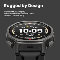 Amazfit T-Rex 3 Pro Outdoor Smartwatch 44 mm/48 mm Sapphire AMOLED Display, Titanium Bezel, Dual Band GPS, Offline Maps, 25 Day Battery, Integrated Torch, 10 ATM, 180+ Sports Modes for Android