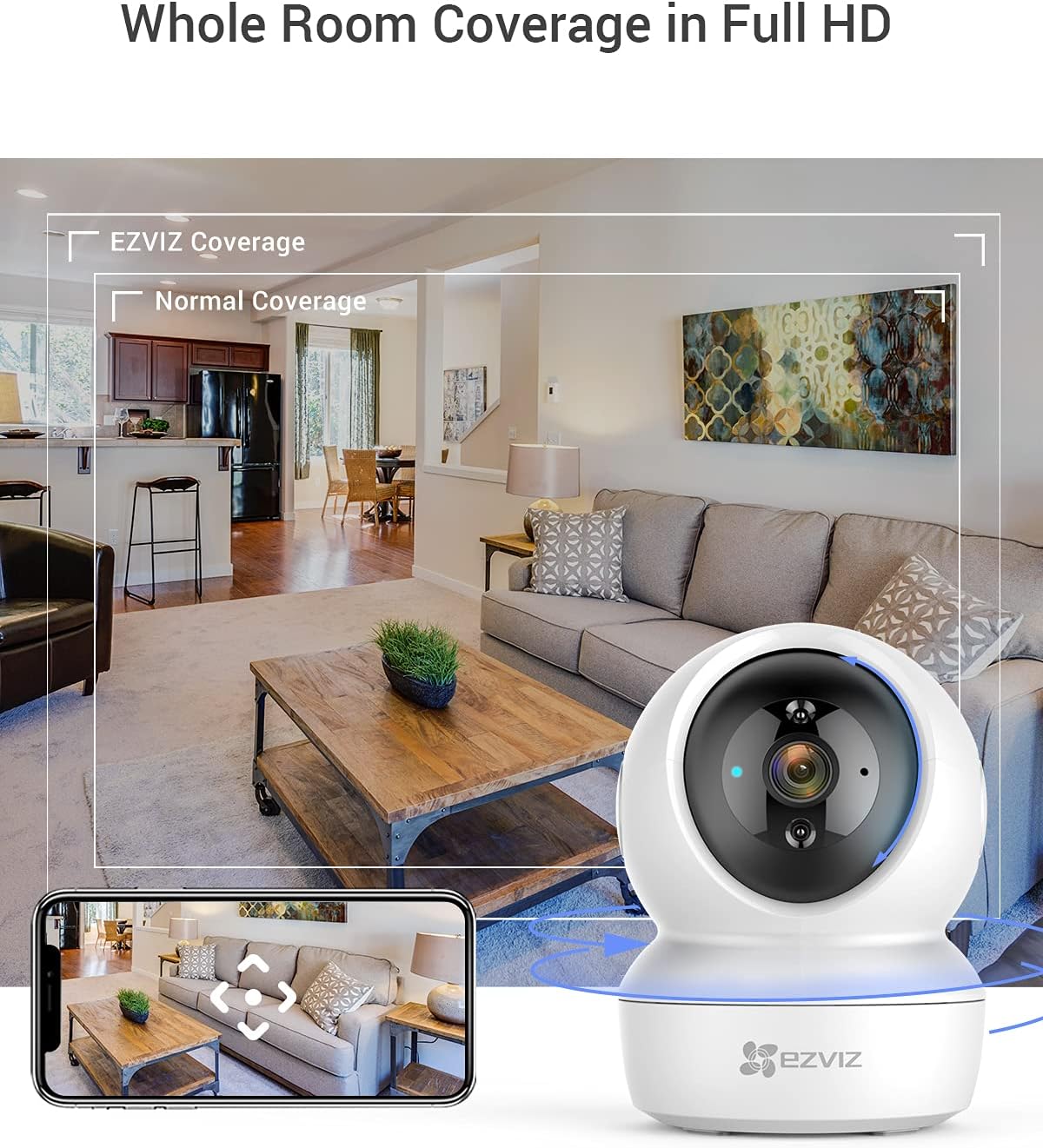 EZVIZ C6N Security Camera, 1080p CCTV Camera for Home, Wifi Indoor 360 Camera, Baby Monitor Surveillance Camera with Motion Detection, Smart Tracking, Two-Way Audio, Night Vision, Works With Alexa