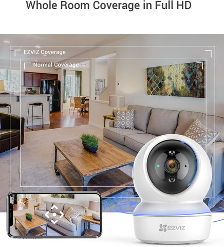 EZVIZ C6N Security Camera, 1080p CCTV Camera for Home, Wifi Indoor 360 Camera, Baby Monitor Surveillance Camera with Motion Detection, Smart Tracking, Two-Way Audio, Night Vision, Works With Alexa