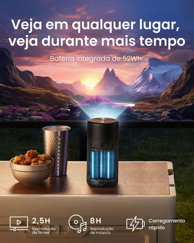 NEBULA Capsule 3 1080p Mini Projector, Smart 200 ANSI-Lumen Portable Projector with Official Google TV, Built-In Netflix, Dolby Digital, 120-Inch Picture, Built-In Battery with 2.5 Hours of Playtime