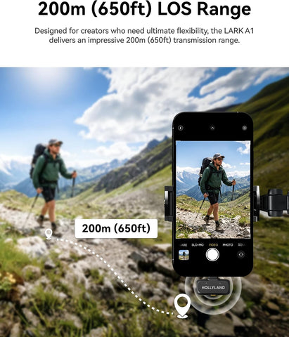 Hollyland LARK A1 DUO Type-C Version Wireless Microphone for iPhone 15/16 & Android, Pure Sound, 3-Level Intelligent Noise Cancellation, Magnetic Mini Microphone for Vlogging, YouTube, Podcast, TikTok