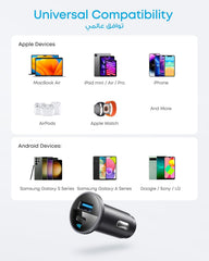 Anker USB C Car Charger Adapter, 52.5W Cigarette Lighter USB Charger, 323 Car Charger with 30W PowerIQ 3.0 Fast Charging for iPhone 17/16 Series, Samsung, Huawei, Xiaomi, Redmi, Vivo, Oppo
