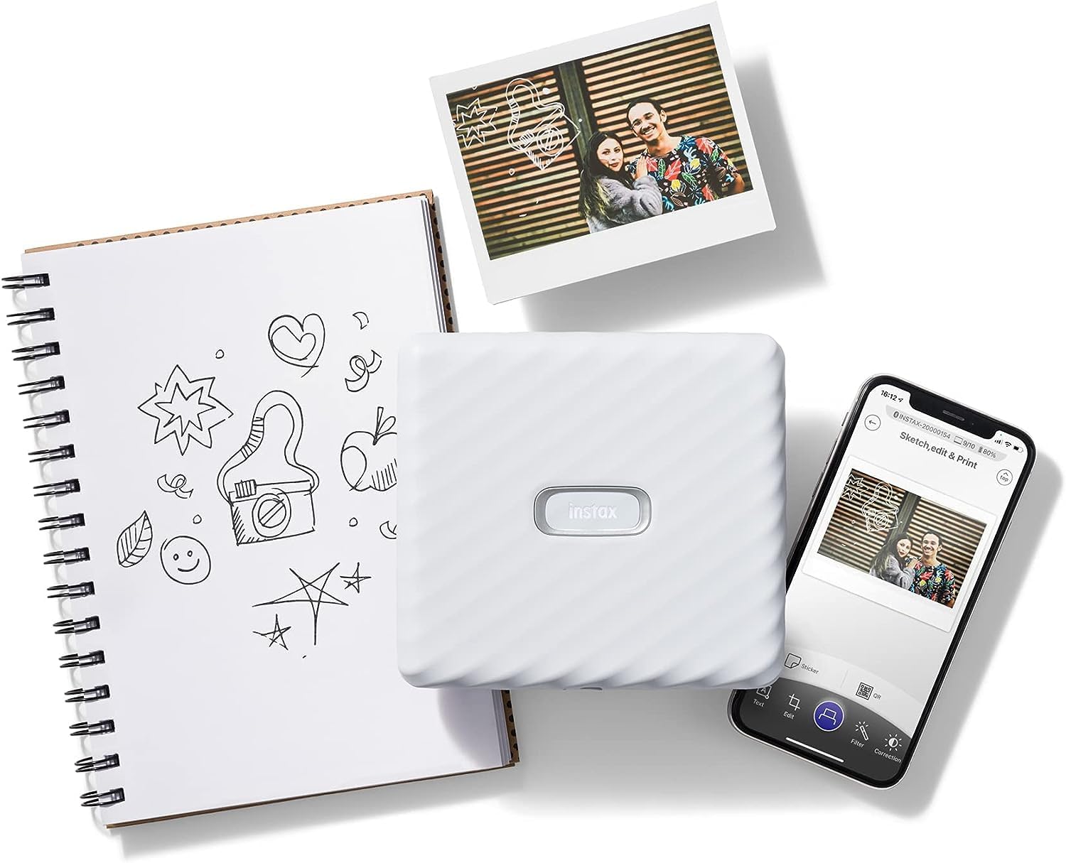 Fujifilm Instax Link Wide Smartphone Printer (Ash White)