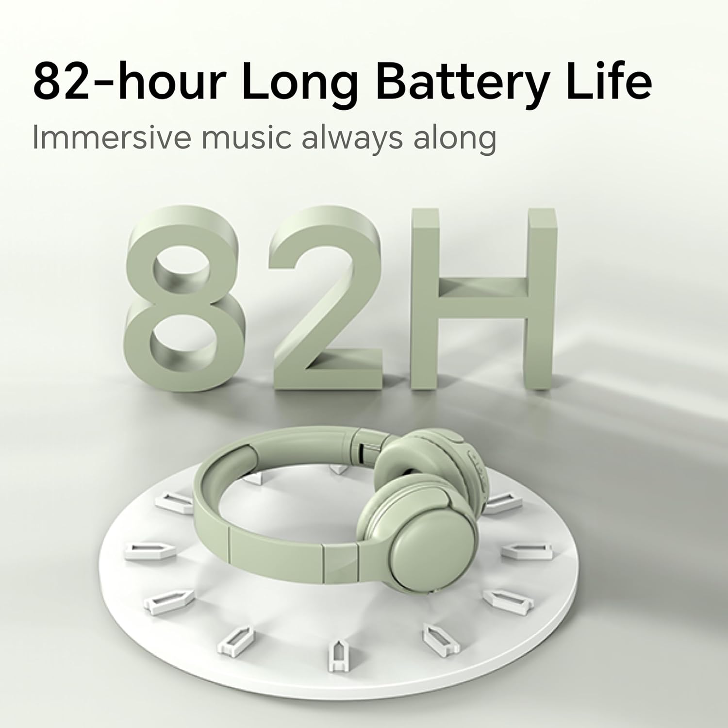 HONOR Choice Headphones Lite On-Ear Wireless Headphone with 40mm Deep Bass Driver, 82-Hour Battery Life, Dual-Device Connection, AI Call Noise Cancellation & Foldable Lightweight Design, Green