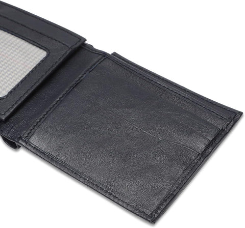 Bi-Fold Organised Wallet Flat Nappa Genuine and Smooth Leather Upper IM2021XDA0004-400-Navy Blue