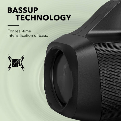 soundcore Anker Motion Boom Bluetooth Speaker with Titanium Audio Drivers, BassUp Technology, IPX7 Water Protection, 24h Battery, Ideal for Outdoors, Garden, Beach | 24H Playtime, App, Built-in Handle, Outdoor Speaker for Camping, Pool, Beach, Backyard