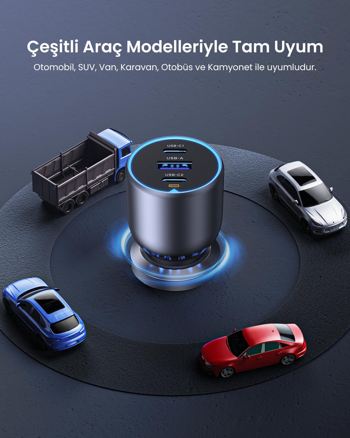 UGREEN Auto-snellader met 3 poorten 130W EC705
