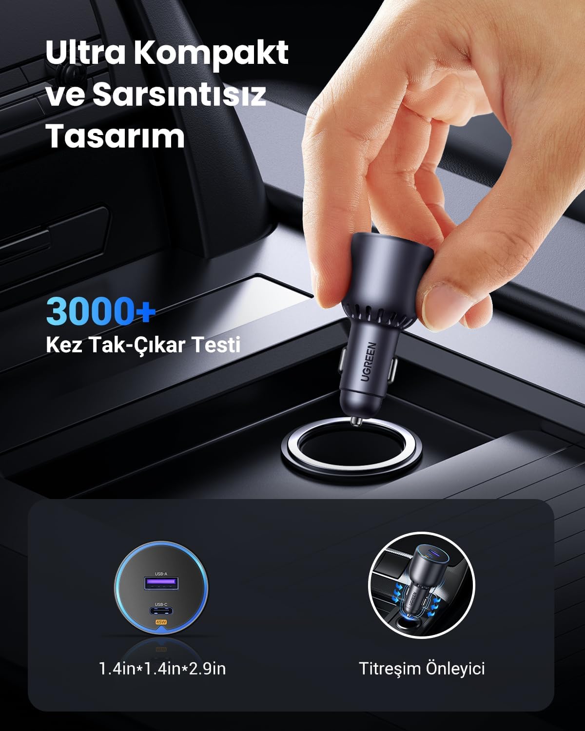 Ugreen EC701, USB + USB-C, 63W black