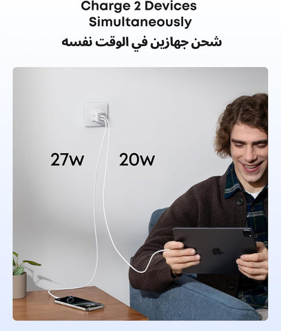USB C Plug, Anker 47W 2-Port Fast USB C Charger, Nano 3 GaN Compact Charger for iPhone17/16/15, Samsung Galaxy S25/S24, Ultra/S24/S23, Pixel 4/3, iPad Mini, and More (Cable Not Included)