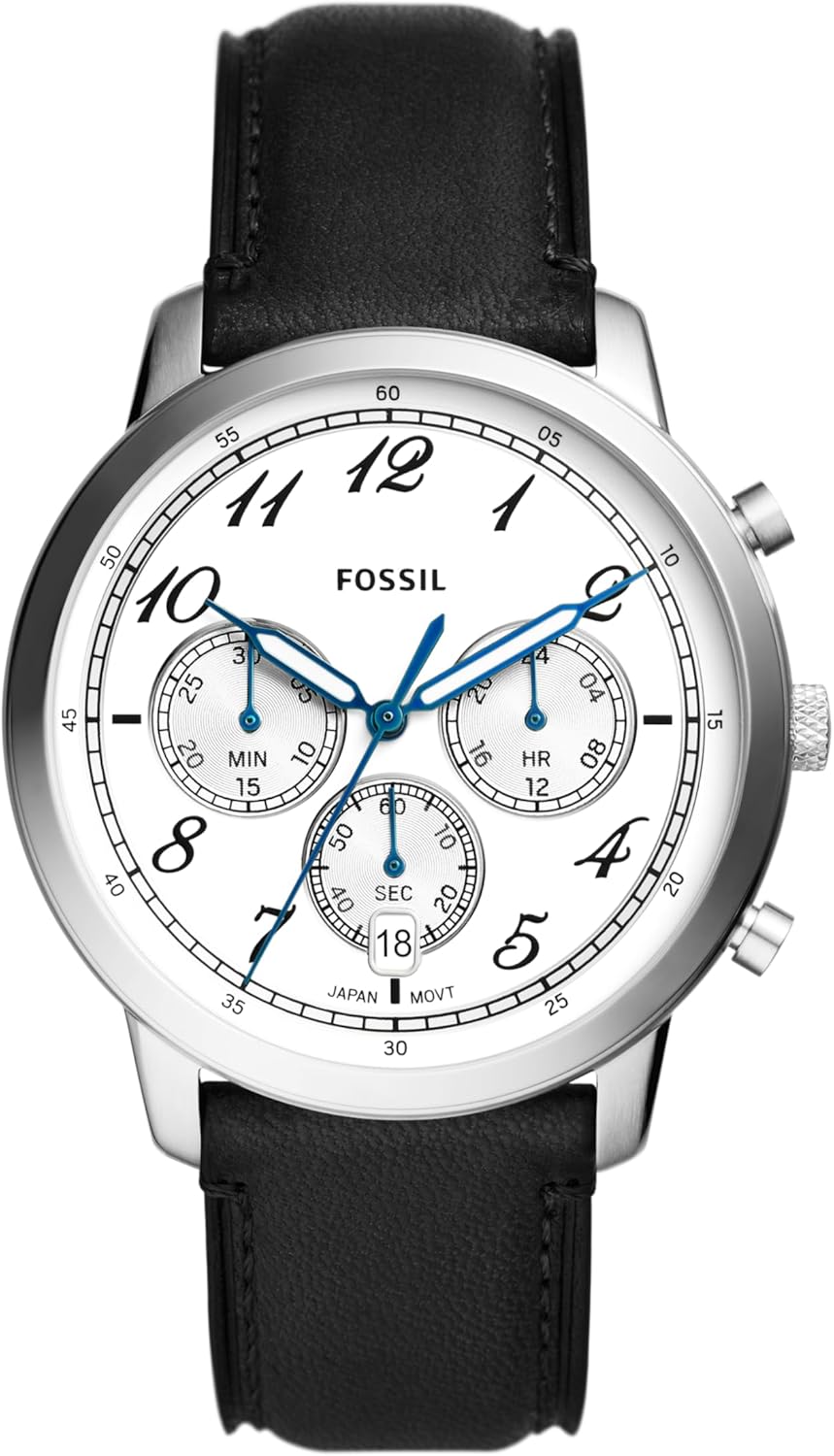 Fossil Men's Neutra Arabic Chronograph Stainless Steel Watch, Color: Silver/Black Arabic (Model: FS6023)