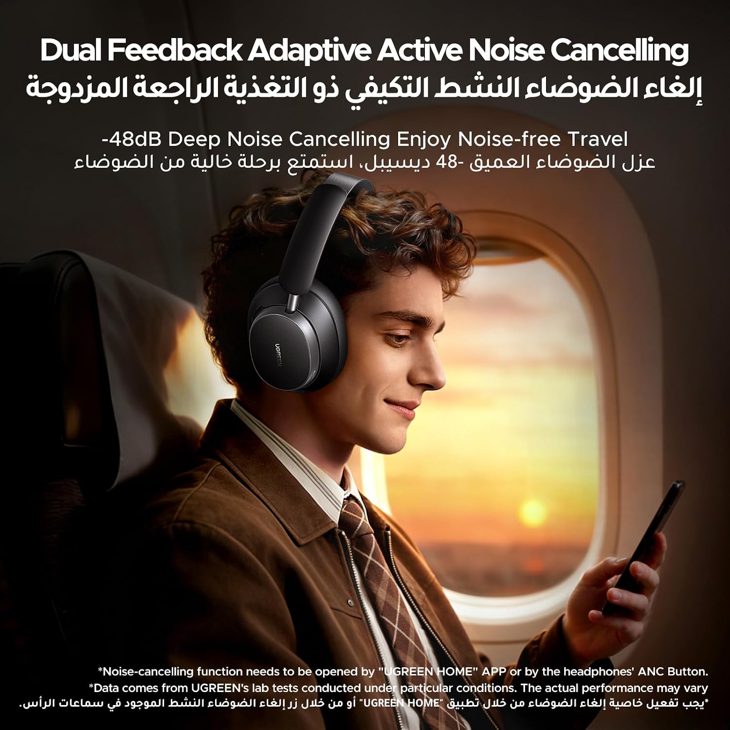UGREEN Hitune Max6 Over-ear Headphones Wireless Active Noise Cancelling | 120H Ultra Long Battery Life, Hi-Res Audio, Bluetooth 6.0 Stable Connecting, Gaming Headset with Mic, Clear Calls, Custom EQ