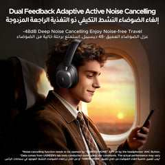 UGREEN Hitune Max6 Over-ear Headphones Wireless Active Noise Cancelling | 120H Ultra Long Battery Life, Hi-Res Audio, Bluetooth 6.0 Stable Connecting, Gaming Headset with Mic, Clear Calls, Custom EQ