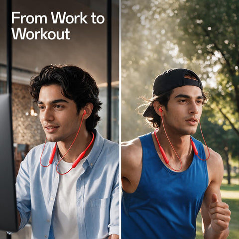 One Plus Bullets Wireless Z3 Bluetooth 5.0 in Ear Earphones, Spatial Audio – 12.4 mm Drivers, 36 Hrs Battery Life (Samba Sunset)