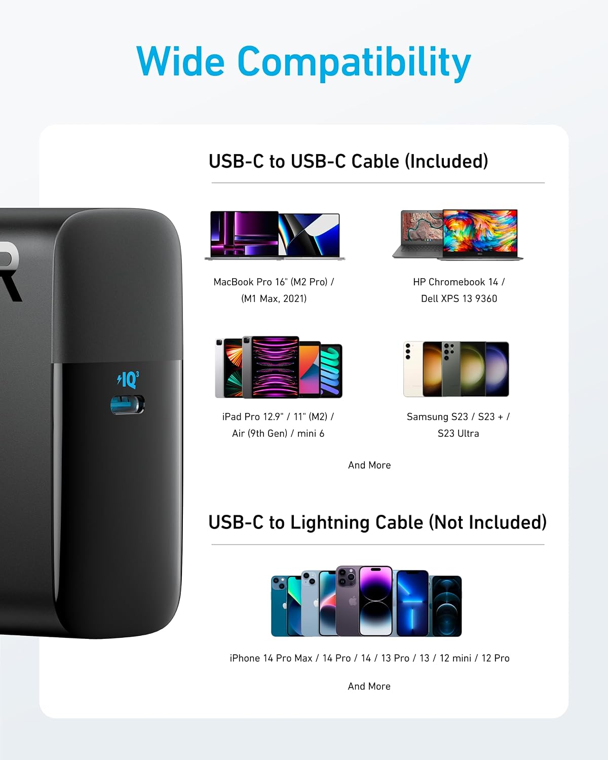 Anker Mac Book Pro 100W USB C Charger, Compact and Foldable Fast Charger for MacBook Series,iPhone,Samsung S26/ S25/S24,iPad Pro,and All USB C Devices,5 ft C to C Cable Included