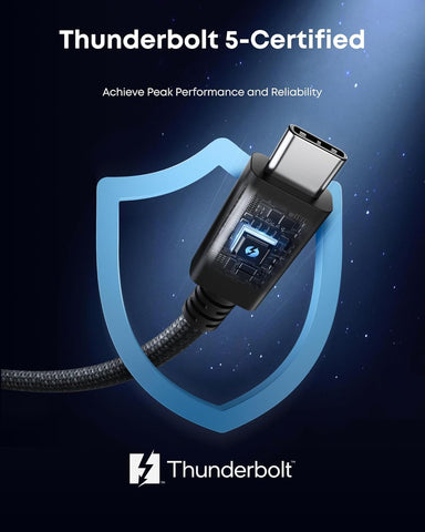 Anker Prime TB5 Cable, 3.3 FT USB C to USB C, 240W Charging Thunderbolt 5 Cable, 80Gbps Data Transfer, Supports 8K/4K Displays, for iPhone 17/16 Series, MacBook Air, and More (Thunderbolt 5-Certified)