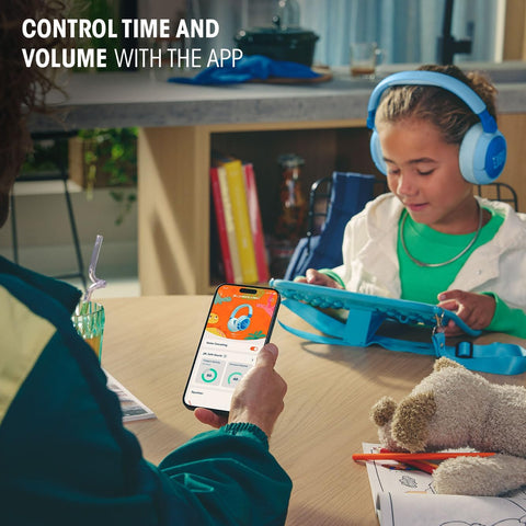 JBL Junior 470 NC Wireless Over-Ear Bluetooth Headphones with Active Noise Cancelling for Kids, Microphone, 50h Playback, JBL Safe Sound, Low Volume, Easy Operation and Stickers, White