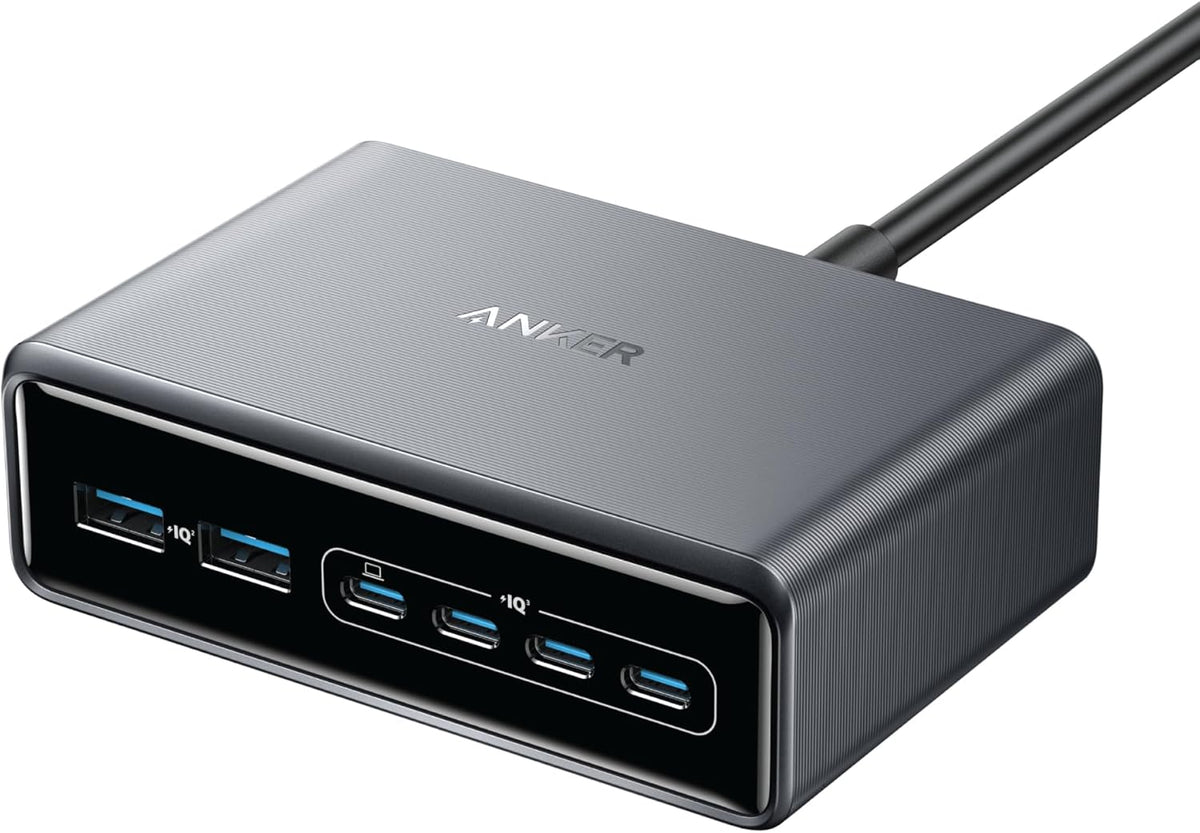 Anker Prime Charger, 200W 6-Port GaN Charging Station, Fast Charging USB C Charger, Compatible with iPhone 17/16 Series, MacBook Pro/Air, iPad Pro, Dell XPS, Samsung S26/ S25/S24, Huawei, Xiaomi, Vivo