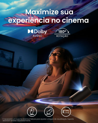 NEBULA Capsule 3 1080p Mini Projector, Smart 200 ANSI-Lumen Portable Projector with Official Google TV, Built-In Netflix, Dolby Digital, 120-Inch Picture, Built-In Battery with 2.5 Hours of Playtime
