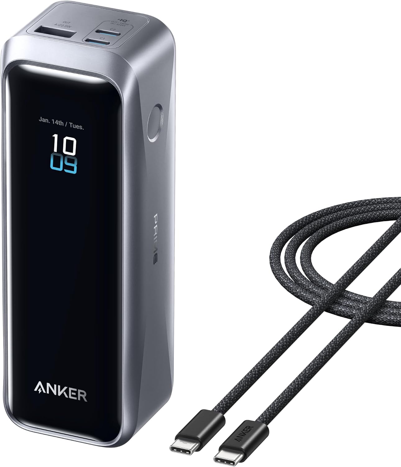 Anker Prime Power Bank, 26,250mAh 3-Port Portable Charger with 300W Output, Two-Way Charging, Flight-Approved, App Control, For MacBook, iPhone 17/16 Series, and More, Charging Base Not Included