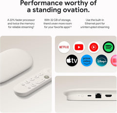 Google TV Streamer 4K - Fast Streaming Entertainment With Voice Search Remote - Watch Movies, Shows, Live TV, and Netflix in 4K HDR - Smart Home Control - 32 GB Storage - Porcelain