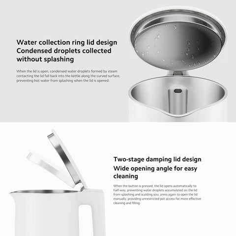 Xiaomi Electric Kettle 2 – 1.7L BPA-Free Stainless Steel Electric Kettle with 1800W Quick Boil, high capacity up to 8 cups, Auto Shut-Off, Boil-Dry Protection, Lightweight Design– White