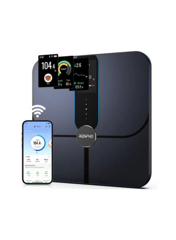 RENPHO Elis Nova Smart Scale R-A031-BK – Solar Powered Digital Bathroom Scale with Body Fat & BMI, Bluetooth Body Composition Monitor, App Sync, 400lbs Capacity