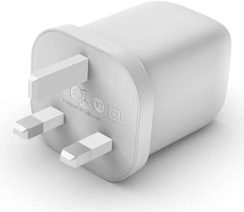 Belkin 65W Dual USB Type C Wall Charger, Fast Charging Power Delivery 3.0 with GaN Technology, USB Plug fast charger for iPhone 15, 14, 13, iPad, MacBook, Samsung Galaxy S24, Pixel and more - White