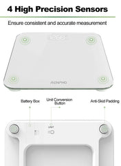 RENPHO RENPHO Digital Bathroom Scale Highly Accurate Body Weight Scale with Lighted LED Display Round Corner Design 400 lb,White - Core 1S | Best Price UAE | Dubai, Abu Dhabi