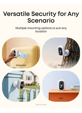 eufy Security eufyCam C35, Wireless Security Camera, Outdoor and Indoor, Magnetic Mount, Colour Night Vision, Subscription-Free On-Device Storage, IP67, Supports Solar Panel, White