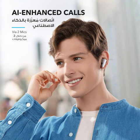 soundcore Anker P20i Bluetooth Earphones, 10mm Drivers with Big Bass True Wireless Earbuds, Bluetooth 5.3, 30H Playtime, IPX5, 2 Mics for AI Clear Calls, 22 Preset EQs, Customization via App (White)