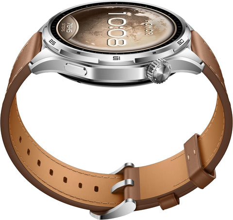 HONOR Watch 6 Smartwatch, 35-Day Battery, Dual-Band GPS, 123 Sports Modes, NFC Payment, 3000 Nits AMOLED Display, AI Health Scan, Twilight Brown Leather Strap