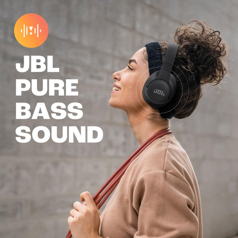 JBL Tune 720BT Wireless Over-Ear Headphones, Pure Bass Sound, Bluetooth 5.3, 76H Battery, Hands-Free Call, Multi-Point Connection, Foldable, Detachable Audio Cable - Blue, JBLT720BTBLU, Standard