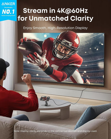 Anker HDMI Cable, 4K@60Hz Ultra-Fast Nylon-Braided USB C to HDMI Cord with Advanced Shielding, Thunderbolt 5/4/3, For MacBook, iPad, iPhone,HD TV, and More (3 FT)