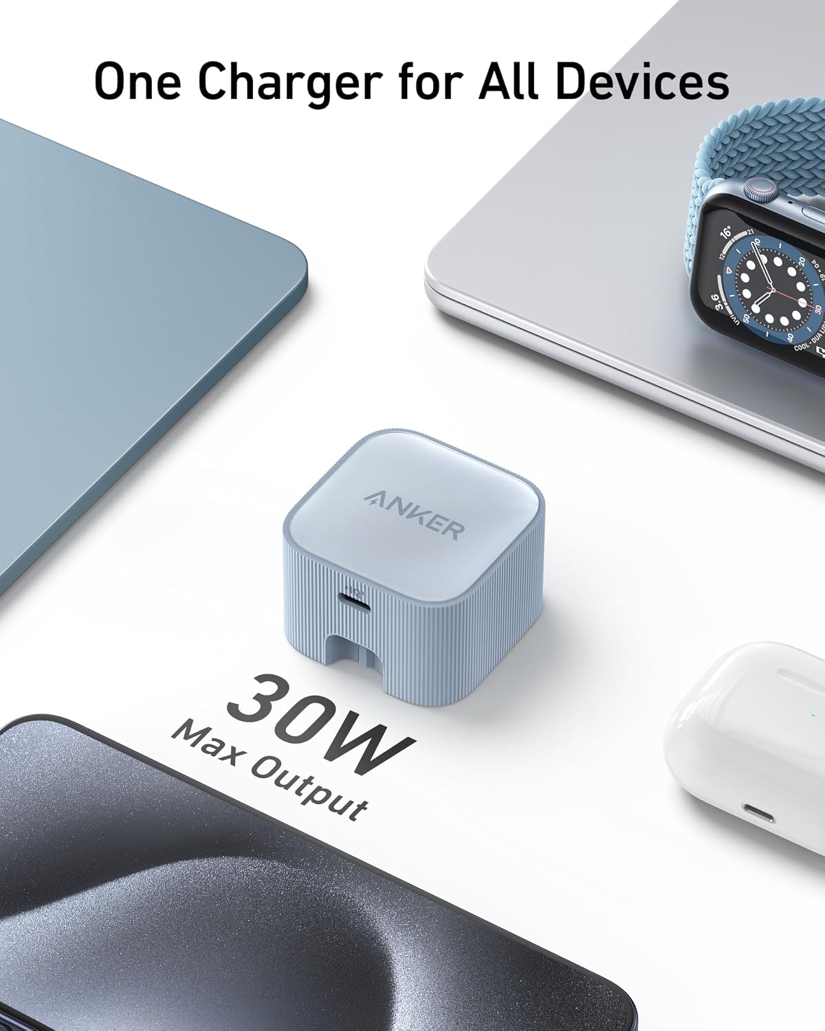 Anker Nano USB C Plug, 30W High-Speed USB C Charger with Foldable Plug, PIQ 3.0 and PPS Fast Charging, For iPhone 17/16 Series, Pixel, Galaxy, iPad, and More (Cable Not Included)