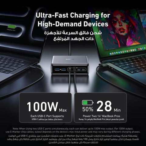 Anker Prime Charger, 200W 6-Port GaN Charging Station, Fast Charging USB C Charger, Compatible with iPhone 17/16 Series, MacBook Pro/Air, iPad Pro, Dell XPS, Samsung S26/ S25/S24, Huawei, Xiaomi, Vivo