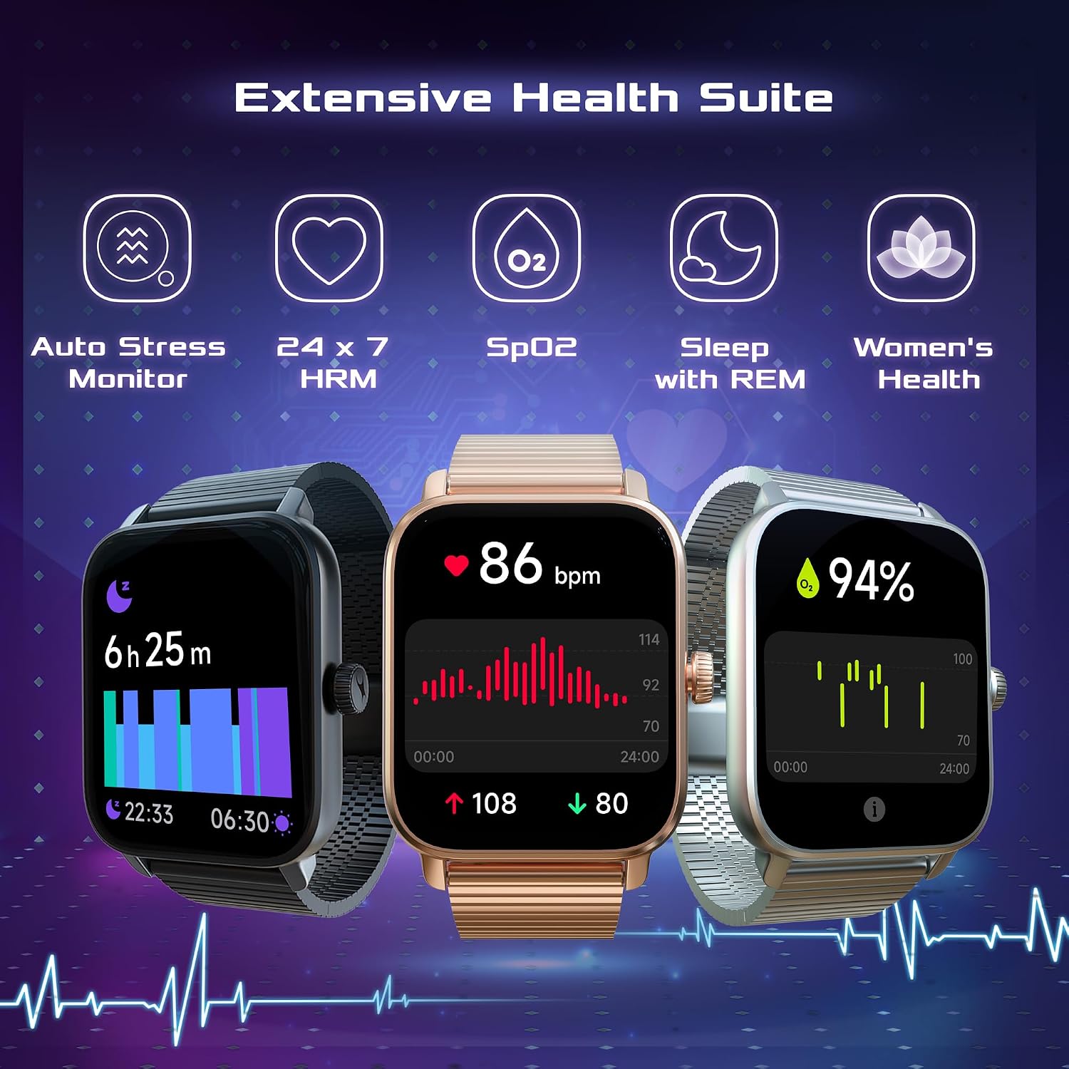 Fastrack Phantom Smart Watch|1.85" UltraVU Display| Functional Crown| SingleSync BT Calling|100+ Sports Modes|100+ Watchfaces|AI Voice Assistant|in-Built Games| Aluminium Case with Mesh Strap