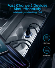 Anker USB C Car Charger Adapter, 52.5W Cigarette Lighter USB Charger, 323 Car Charger with 30W PowerIQ 3.0 Fast Charging for iPhone 17/16 Series, Samsung, Huawei, Xiaomi, Redmi, Vivo, Oppo