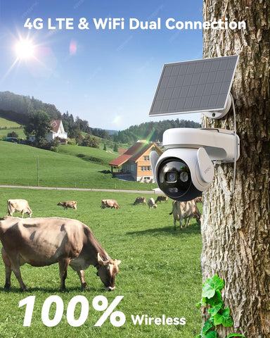 Imou 4G LTE Solar Security Camera for Home, 3K Wireless Outdoor Camera with Solar Panel, Outdoor Surveillance Cameras, Dome Surveillance Cameras AOV PT with 3W Solar Panel, Works with Alexa