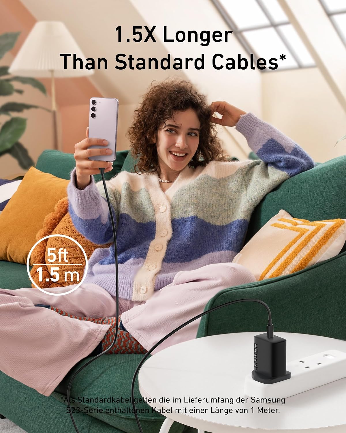 Anker USB C Plug, 25W USB C Charger with USB-C Cable, Supports PPS Fast Charging for Samsung S25/S24+/S24/S23, Ultra/S23+/S23/S22/S21/S20/Note20, iPhone 16/15 More, (5 ft Cable Included)