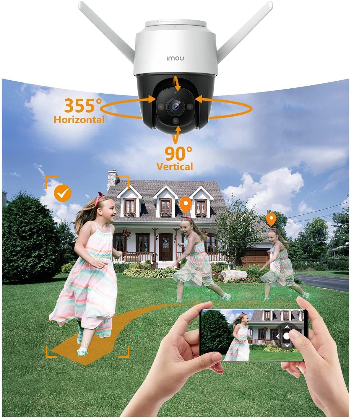 Imou Dahua ( Cruiser SE 2MP Outdoor Security Camera Color Night Vision with Floodlight and Microphone, 1080P (2MP) FHD Pan/Tilt 2.4G Wi-Fi Camera, IPC-S21FP Compatible with J.K.Vision BNC