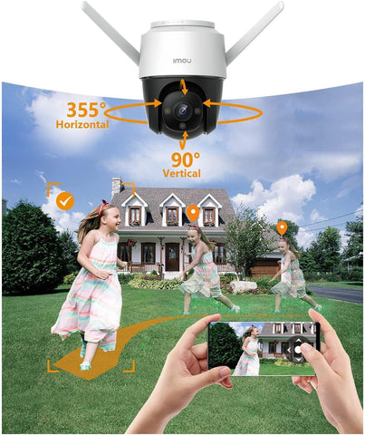 Imou Dahua ( Cruiser SE 2MP Outdoor Security Camera Color Night Vision with Floodlight and Microphone, 1080P (2MP) FHD Pan/Tilt 2.4G Wi-Fi Camera, IPC-S21FP Compatible with J.K.Vision BNC